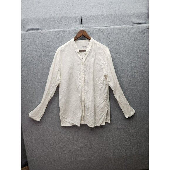 Liz Claiborne Lizsport Womens White Button-Up Long Sleeve Lightweight linen - Picture 1 of 5